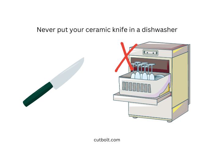 don't clean ceramic knife in dishwasher