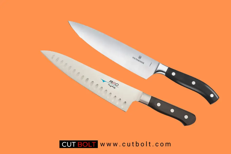 Different types of blades of chef's knife