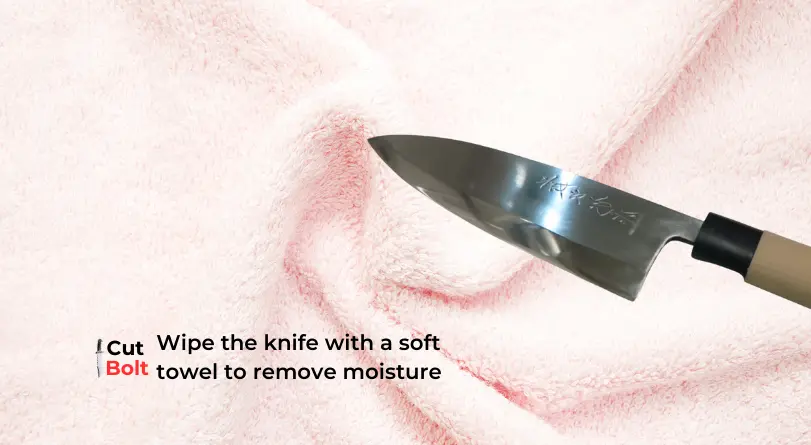 After proper cleaning dry your knife with a soft towel