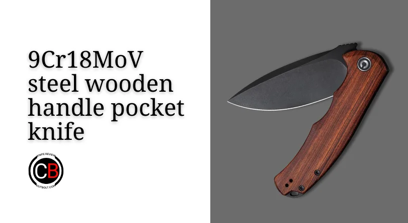 9Cr18MoV steel wooden handle pocket knife
